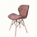 PU cover plastic dining chair Wooden leg chair
